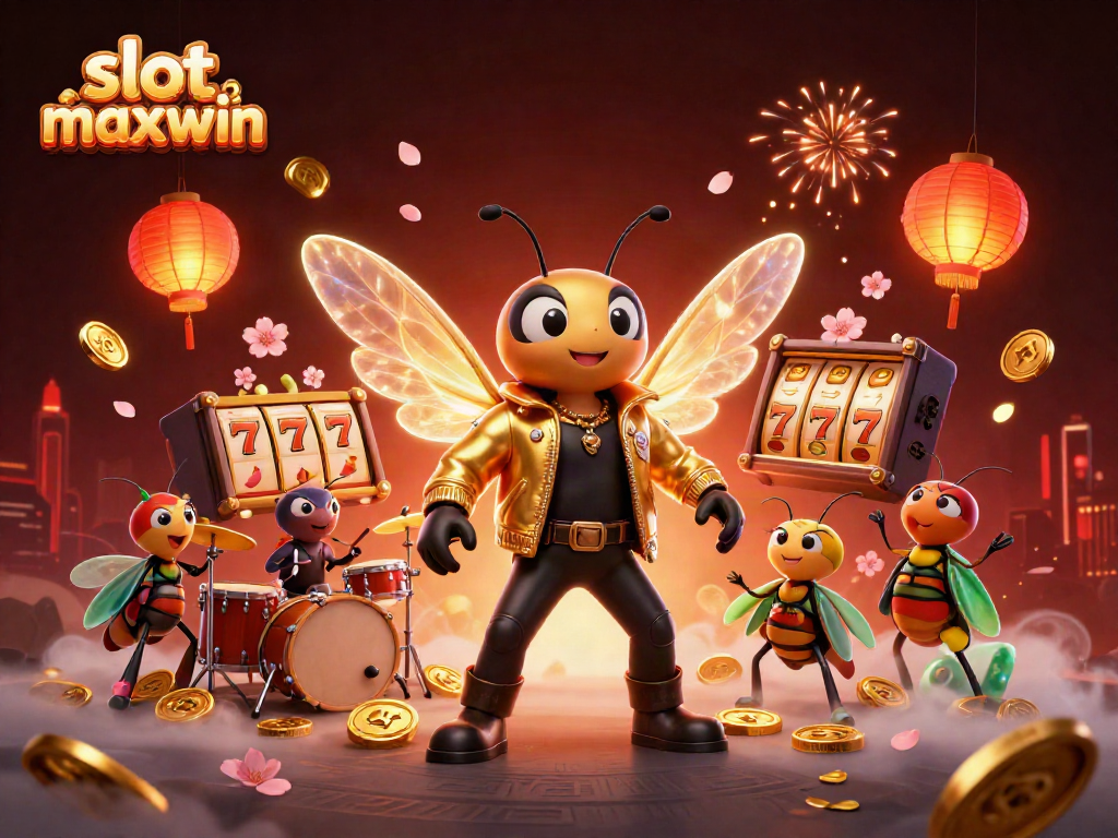 Menangkan slot maxwin dengan ilustrasi 3D menakjubkan yang menampilkan cicada rock star dan jackpot.