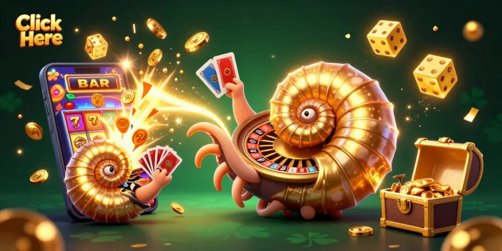 Engage in exciting casino fun as the ancient giant nautilus spins its roulette shell in Click Here illustration.