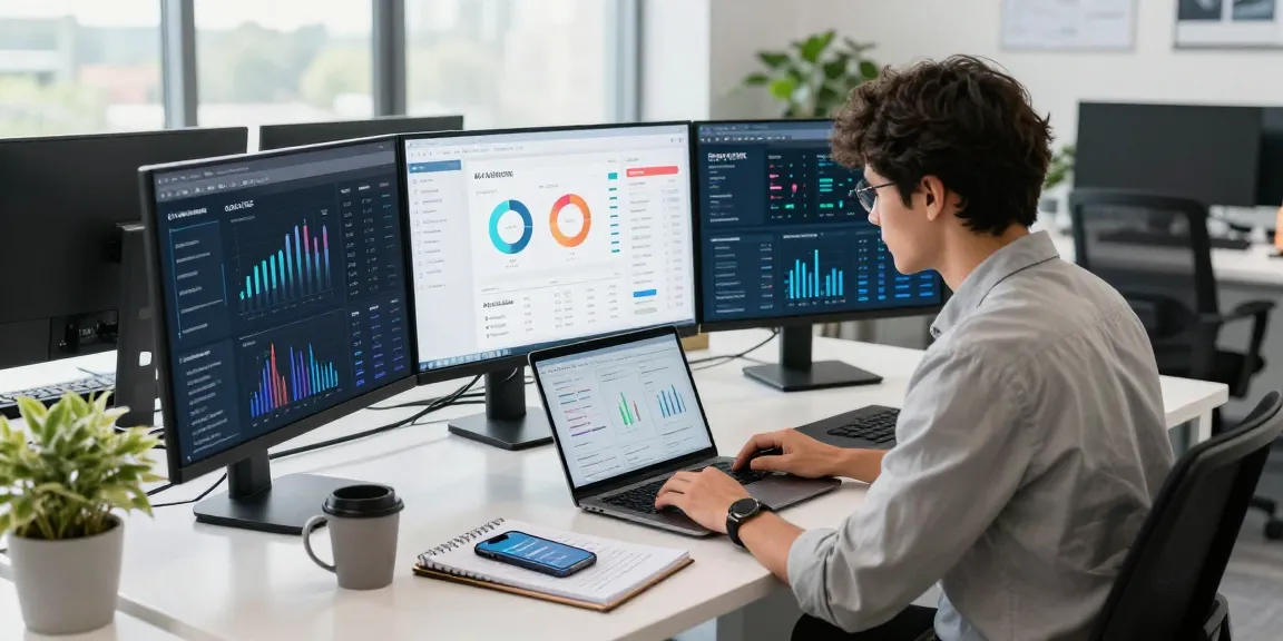 Get Ai visibility on your website through data-driven digital marketing strategies in a modern office.