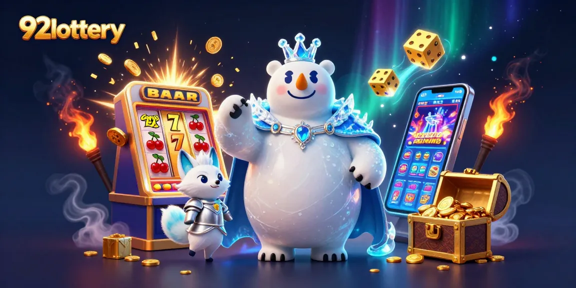 Win exciting jackpots with 92lottery in a vibrant casino-themed illustration!