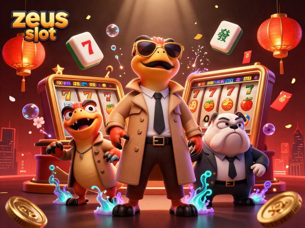 Experience the excitement of zeus slot with raptors in a trench coat at a VIP casino lounge.