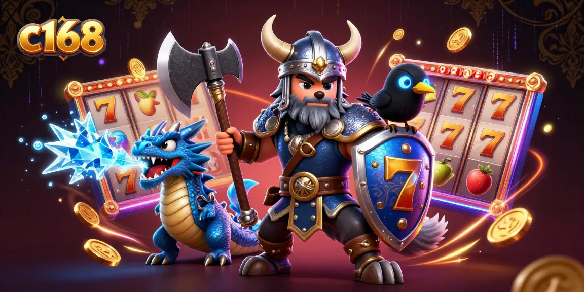 Spin the reels with c168 for thrilling jackpot adventures in a dynamic casino scene.
