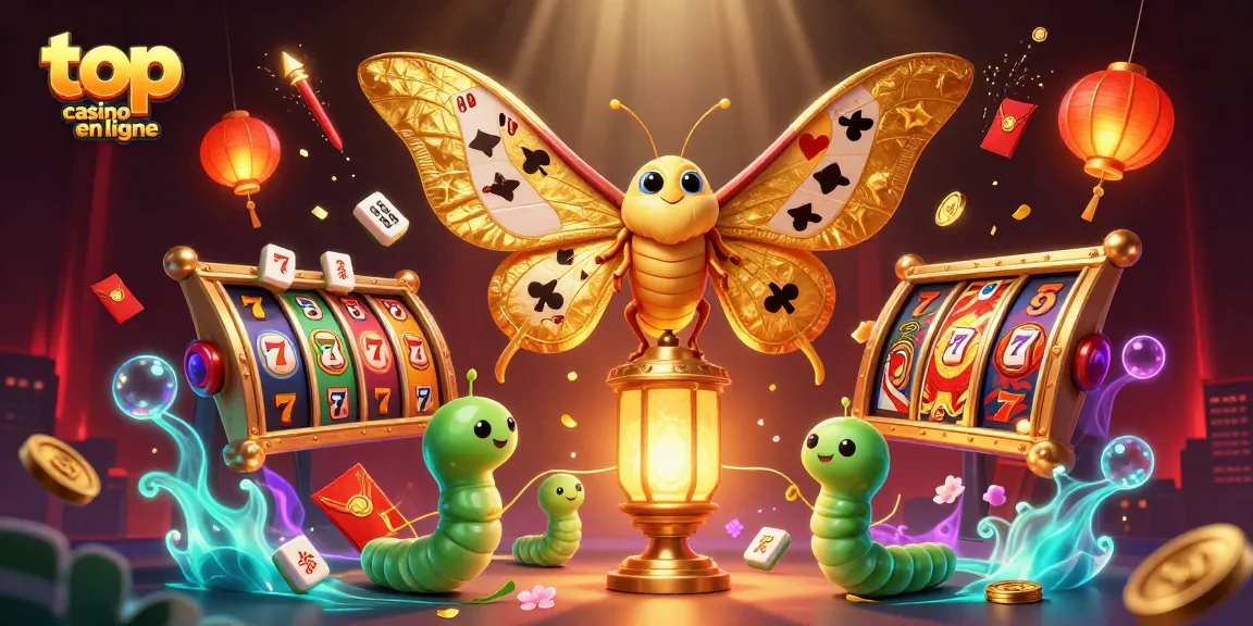 Rejoignez les meilleurs jeux avec top casino en ligne : illustration captivante de machines à sous et lanternes rouges.