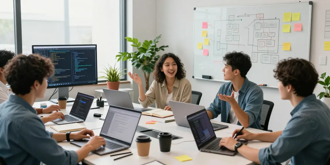 Innovative team collaboration at telegraimin.com workspace with diverse developers brainstorming