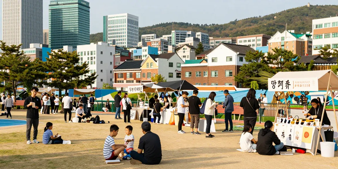 울산OP과 함께하는 도심 재생 현장, 사람들의 즐거운 활동이 돋보입니다.