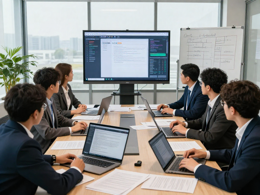 Team collaborating on document fraud detection analysis in a modern office setting.