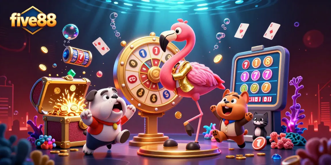 Engage in exciting gaming at five88 with colorful characters and vibrant casino elements.