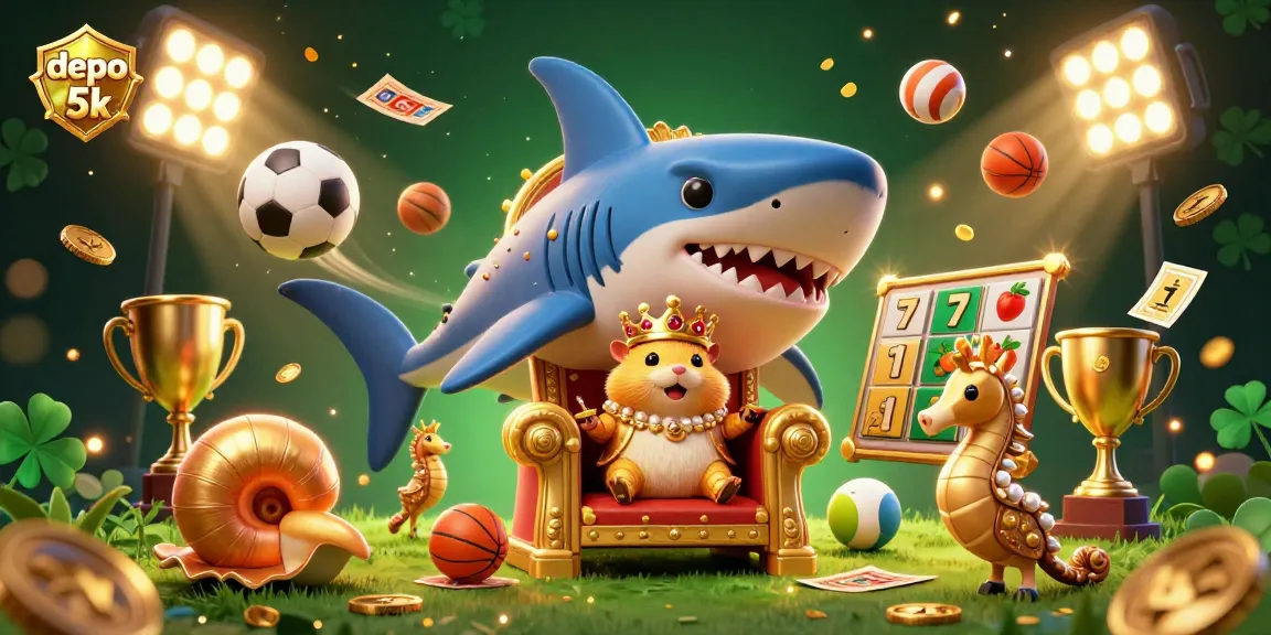 Experience the thrill of depo 5k in this vibrant casino scene featuring a hamster king and dynamic gaming elements.