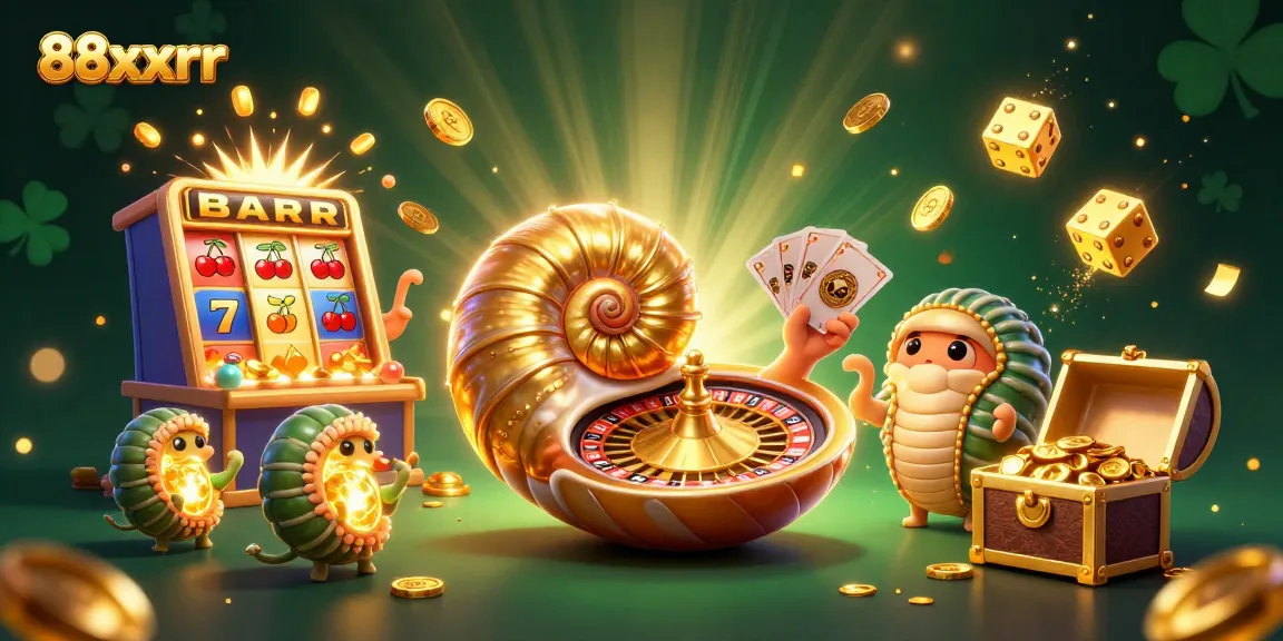 Engage in thrilling casino games with 88xxrr featuring a giant nautilus and vibrant slot elements.