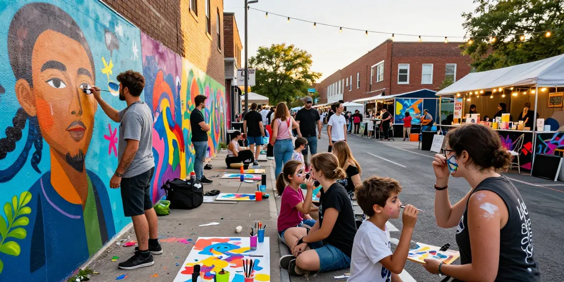 Clinton Orr painting at a street art festival showcasing vibrant murals and community engagement.