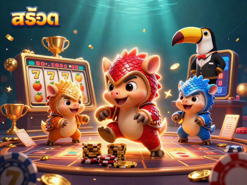 Engage in thrilling สล็อต action with rival pangolins and dynamic casino elements.