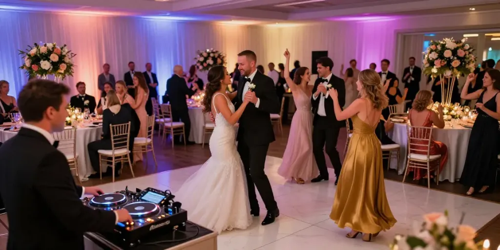 Hochzeit DJ Berlin Brandenburg sorgt für eine lebhafte Feier mit tanzenden Gästen.