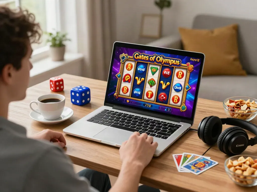 Enjoying online slots at luxury12 with vibrant gameplay and cozy setting.