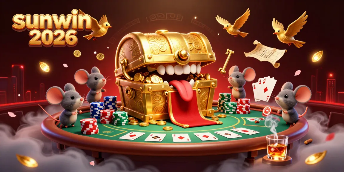 Win big in sunwin 2026 with this exciting 3D casino scene featuring dynamic poker elements.