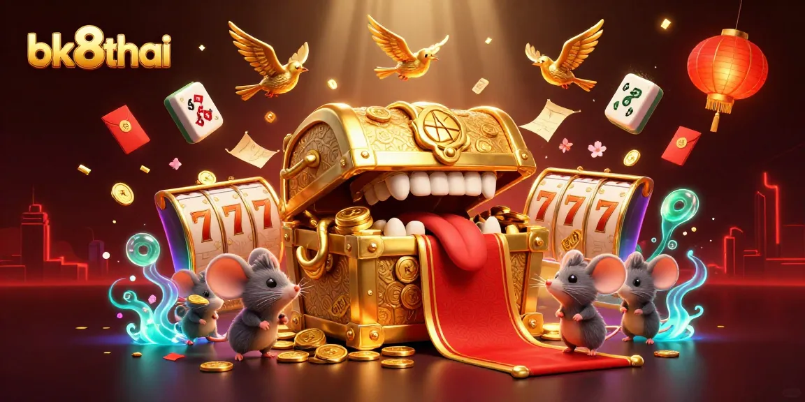 Engage in thrilling slots with bk8thai's vibrant casino adventure illustration.