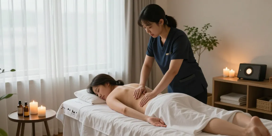 Relaxing 강남출장안마 session with a professional therapist in a serene home setting