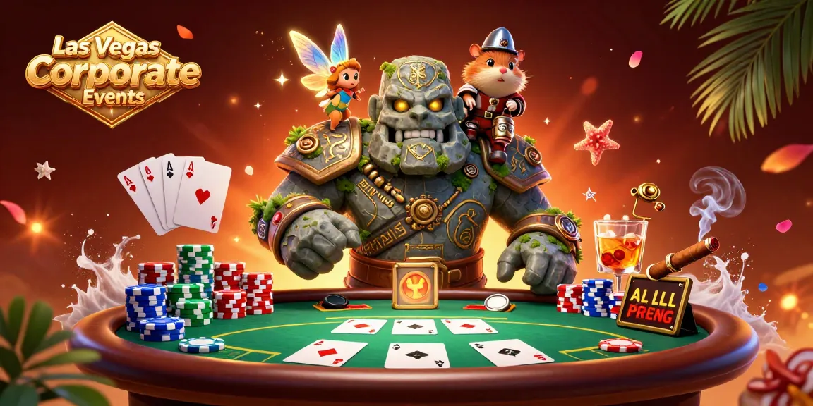 Engage in thrilling Las Vegas Corporate Events with animated characters and poker scene