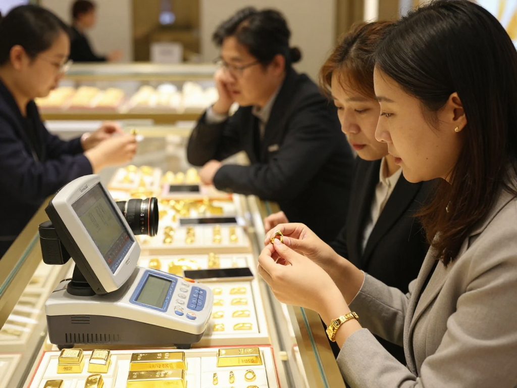 Gold buying process at https://bahraingoldprices.com/ with expert guidance and elegant jewelry display.