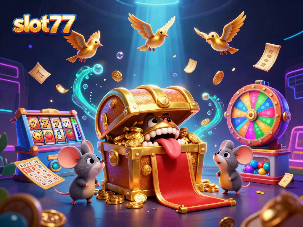 Menangkan jackpot slot777 dengan peti harta karun kartun yang memikat dan elemen permainan yang menggembirakan.
