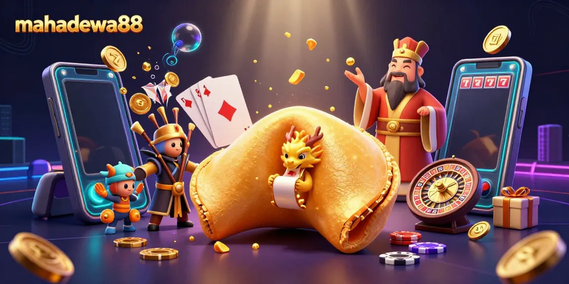 Spin the reels with mahadewa88 in this vibrant 3D scene featuring slot games, gold coins, and dynamic gameplay.