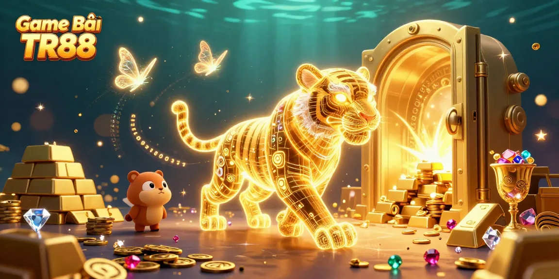 Experience thrilling gameplay and winning strategies with Game Bài TR88 in this vibrant casino illustration.