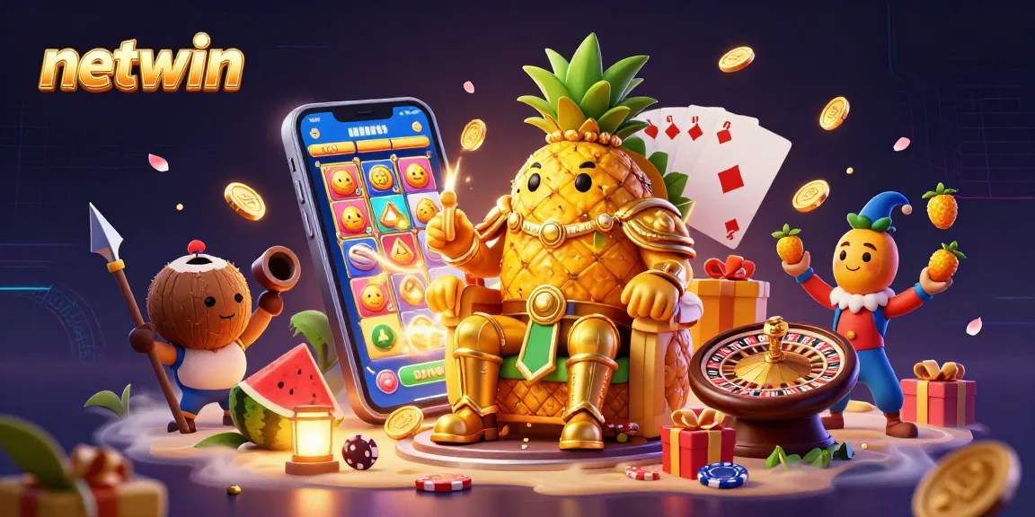 Spin and win at Netwin with our vibrant casino scene featuring unique characters and a festive atmosphere.
