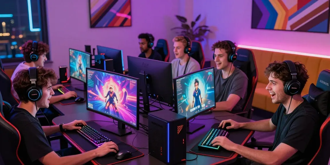 Exciting gaming scene depicting players engrossed in gay porn games showcasing vibrant graphics and a lively atmosphere.