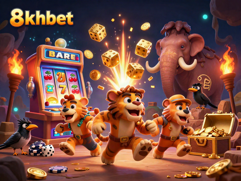 Play at 8xbet where a cartoon duo spins a jackpot-filled prehistoric casino.