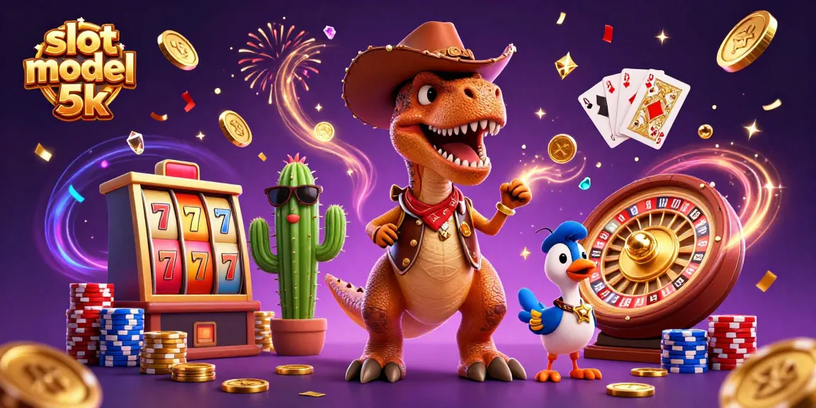 Spin the reels with slot modal 5k in a thrilling casino adventure featuring a cowboy dinosaur.