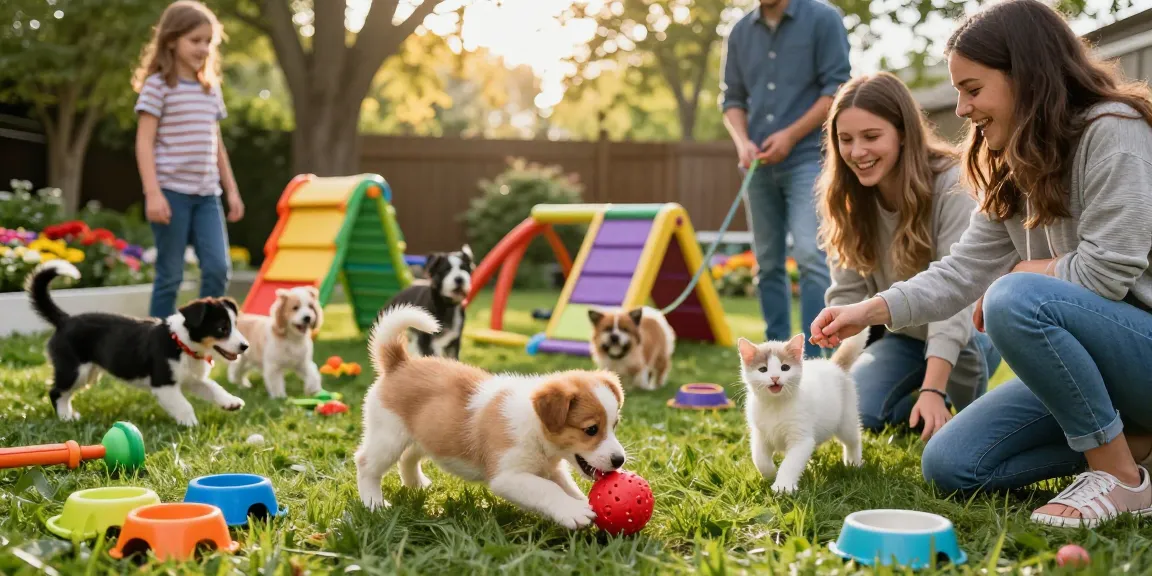 Engaging playtime scene with NAGA2000 showcasing happy pets and families