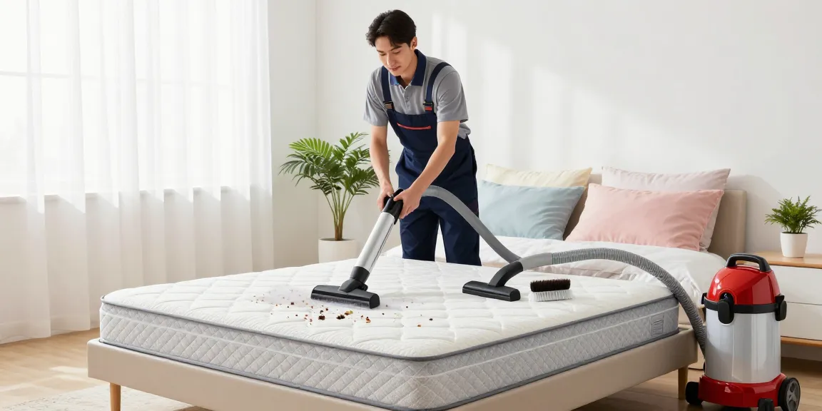 Mattress deep cleaning service in bright bedroom, ensuring a fresh and healthy sleep environment.