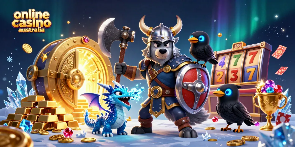 Experience winning thrills at online casino Australia with a vibrant 3D illustration of fantasy characters.