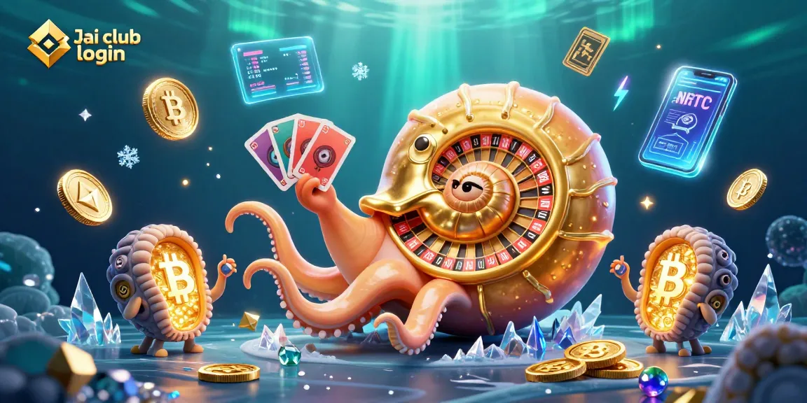 Engage in thrilling games with Jai club login through a vibrant 3D digital casino illustration.