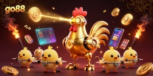 Engage in a thrilling gaming experience with go88, showcasing vibrant casino elements and unique animated characters.