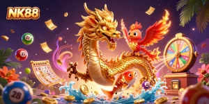 Experience exciting wins at NK88 with vibrant casino elements and lucky symbols