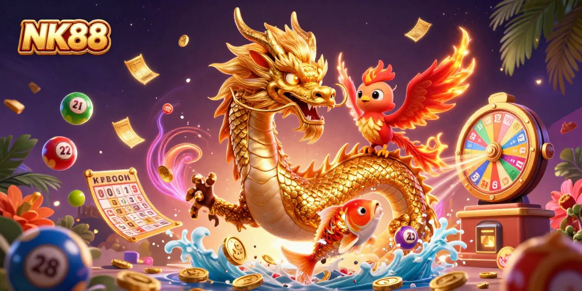 Experience exciting wins at NK88 with vibrant casino elements and lucky symbols