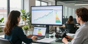 Analyzing UK electricity price per kWh April 2026 data in a modern energy consultancy office.