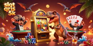 Experience thrilling gameplay at slot qris 5k with animated characters celebrating a jackpot win.
