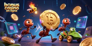 Découvrez les meilleures offres de bonus casino en ligne dans une illustration dynamique et colorée.
