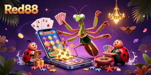 Experience exciting games at Red88 with our vibrant casino illustration featuring fantastic characters and elements.