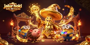 Experience jalur hoki toto 4d macau with magical treasures in an enchanting casino illustration.