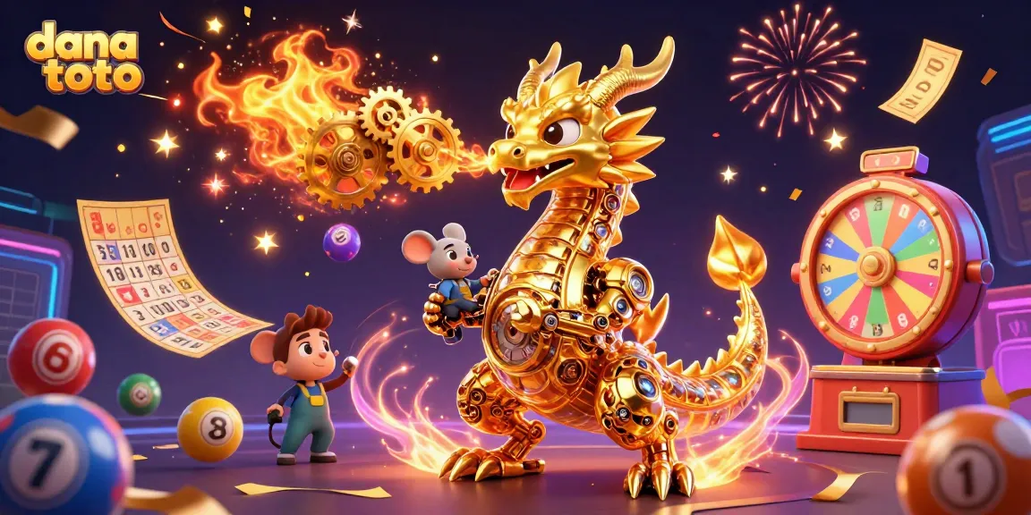 Experience the excitement of dana toto with vibrant casino elements and a golden dragon illustration.