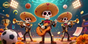 Bet on thrilling moments with DA88’s vibrant sports betting scene featuring mariachi characters.