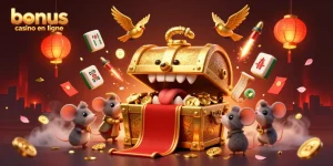 Bonus casino en ligne : Attirez la fortune avec un coffre au trésor attirant les joueurs de la scène animée.