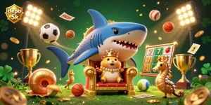 Experience the thrill of depo 5k in this vibrant casino scene featuring a hamster king and dynamic gaming elements.