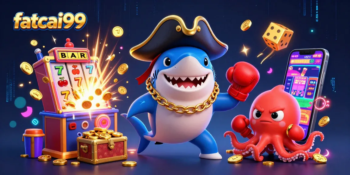 Join fatcai99 for an exciting jackpot adventure with thrilling casino elements in a vibrant scene