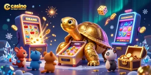 Jouer sur un casino en ligne qui paye vraiment avec des machines à sous et une tortue en or.