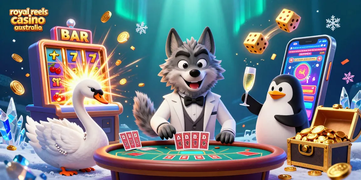 Experience the excitement at royal reels casino australia with vibrant 3D characters celebrating casino wins.
