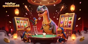 Play slots and win big with the exciting daftar spaceman88 online games showcased in a vibrant scene.