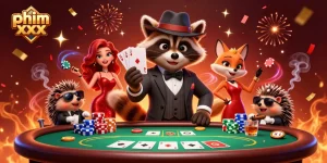 Experience thrilling poker action with the raccoon, fox, and hedgehog in the phim xxx scene.